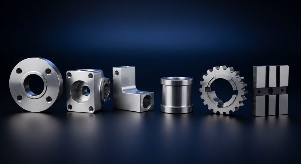 Assorted custom CNC machined aluminium parts developed to drawing — DTECH SOLUTION Ahmedabad