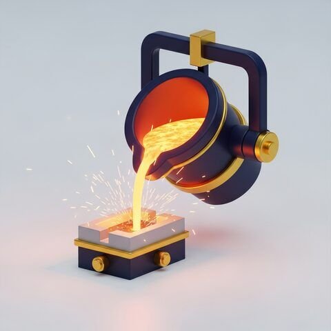 Molten aluminium being alloyed in furnace
