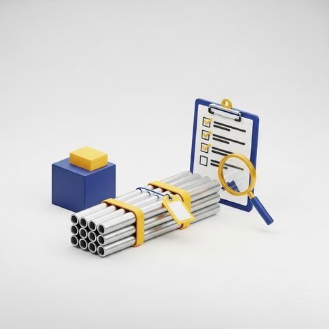 Metal bars bundled tagged and quality checked